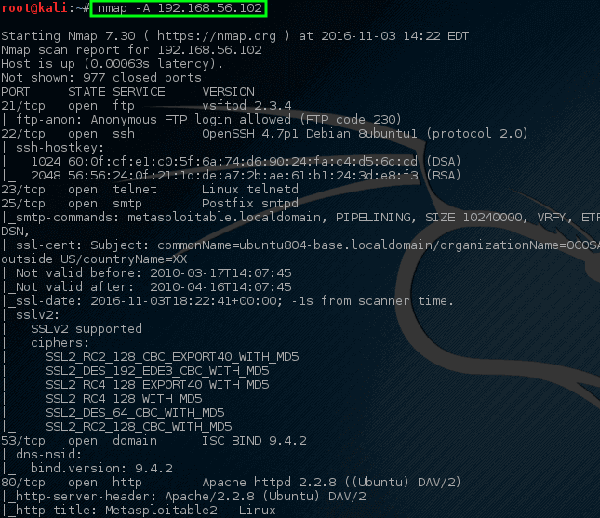 在Kali Linux下实战Nmap（网络安全扫描器）